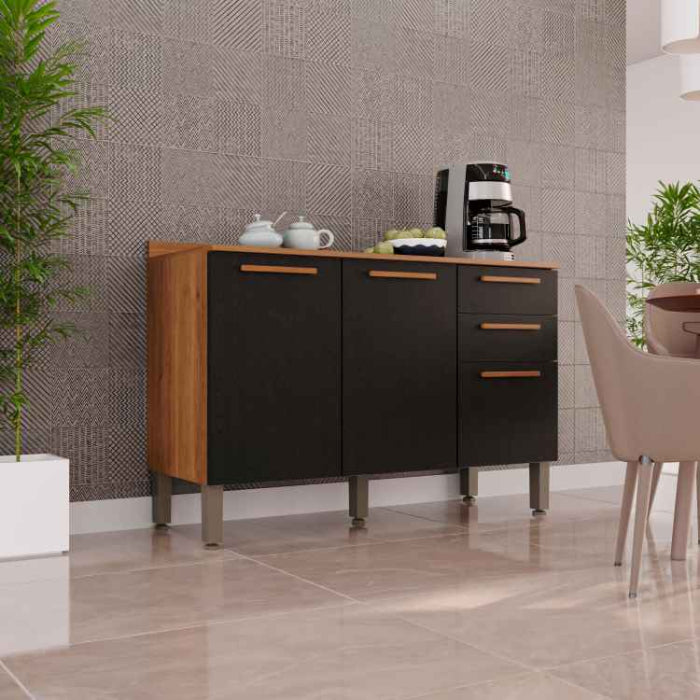 Balcao Cozinha New Valencia Cinamomo.Preto EN