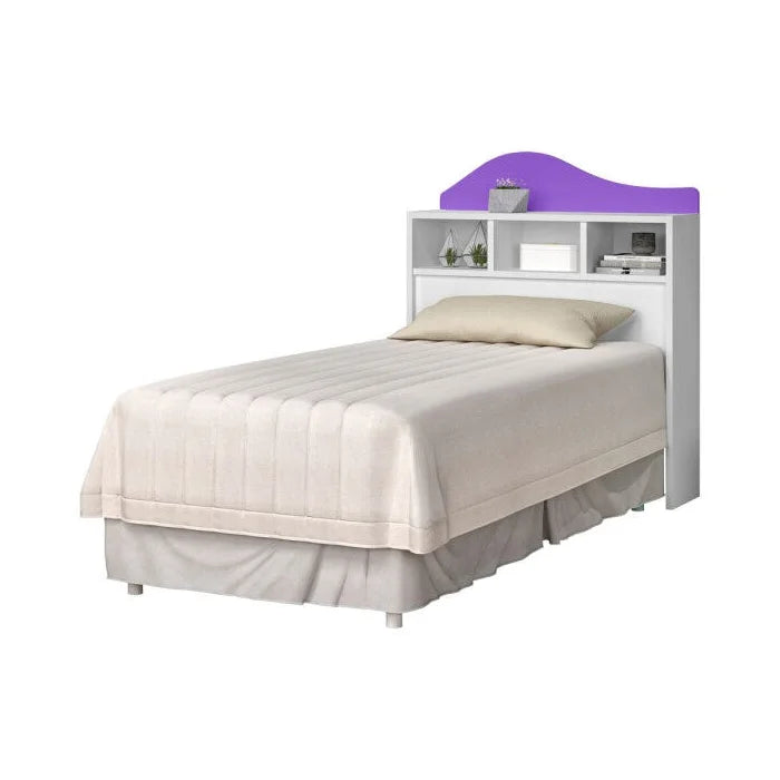 Cabeceira Box Solteiro Irlanda Branco/Lilas Flex EN