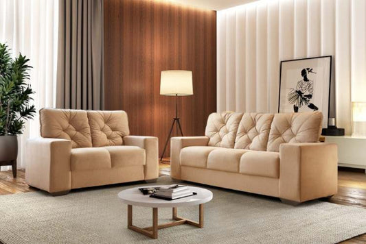 Conj Estofado 175 2x3Lgs Veludo Joinvile Bege EN