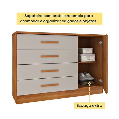 Cômoda Barcelona RIPADO - Cinamomo/Off White EN