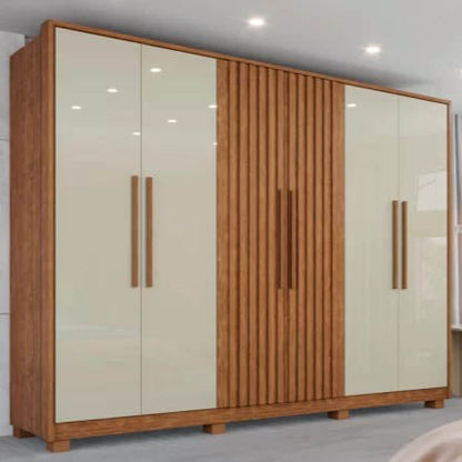 Roupeiro Potenza 100% MDF - 6 Portas - 2,75 cm - Cinamomo/Off White L