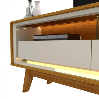 Rack Requinte 2,10 cm 75" - 100% MDF - Com LED  - Naturale/Off White EN