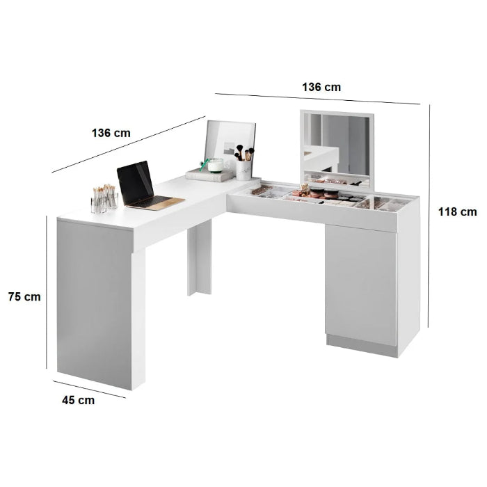 Escrivaninha Penteadeira Canto Star Branco Fosco EN