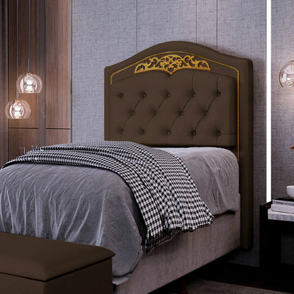 Cabeceira Solteiro Belize Veludo Chocolate EN