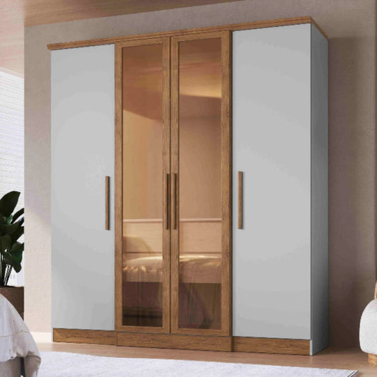 Roupeiro Genebra, sendo 2 Portas com Vidro Reflecta Lunar.Nogueira EN