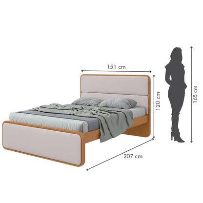 Cama Loop 100% MDF (Casal 1,38cm) - Bege/Amêndoa   L