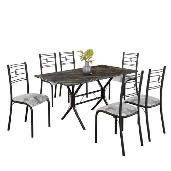 Conjunto Mesa Paraty Martelado Tmp Indiana Preto c/4 Cds Martelado.Primavera Preto EN