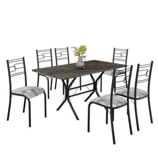 Conjunto Mesa Paraty Martelado Tmp Indiana Preto c/4 Cds Martelado.Primavera Preto EN