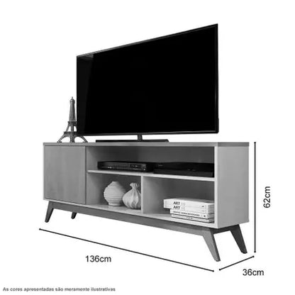 Rack Malbec 1,36 cm 50″ Ripado - Off White/Freijó EN