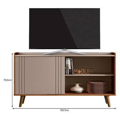 Rack Bancada New Austin 1,36 cm 50" - Grigio Fosco/Cinamomo Mel EN