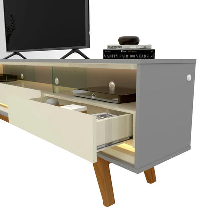 Rack Requinte 2,10 cm 75" - 100% MDF - Com LED  - Cinza/Off White EN