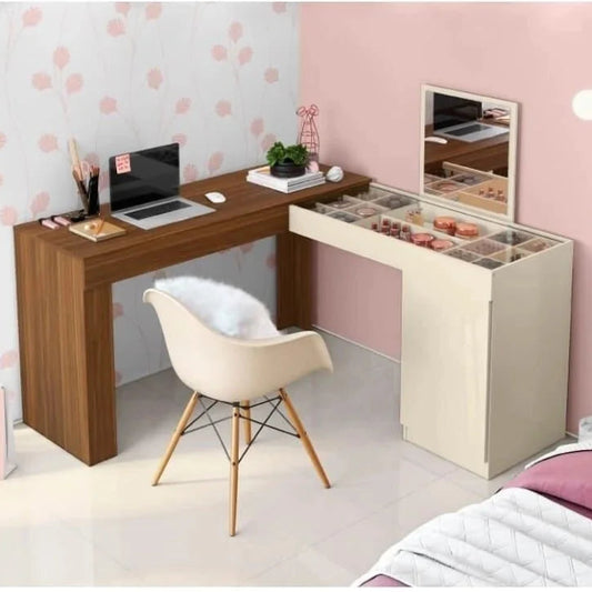 Escrivaninha Penteadeira Canto Star Freijo Off White EN