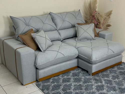 Sofá Retrátil e Reclinável Gran Bello 2.50m – Linho - Cinza E
