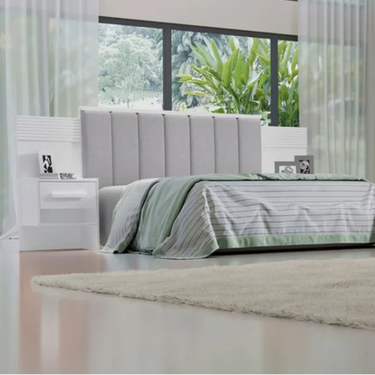 Cabeceira Casal Iris Branco - Detalhe Ripado EN