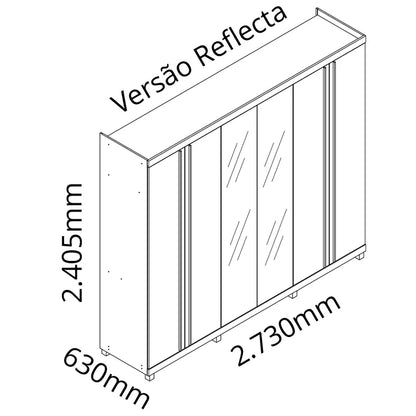 Roupeiro Absolut New 6P sendo 2P Reflecta com LED e Pes Grafite EN