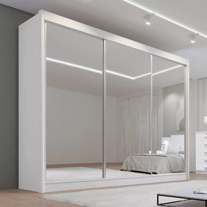 Roupeiro Dubai 100% MDF -  3 Portas Espelhadas - Branco  L