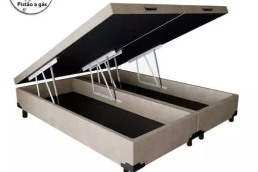 Base Bau King Bipartida Suede Bege EN