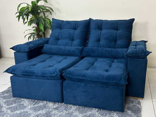 Sofá Retrátil Reclinável Atenas 2.00m - Azul E