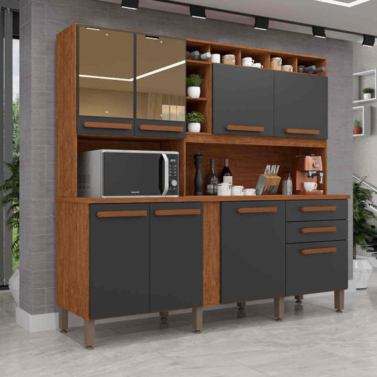 Kit Cozinha Antonela Cinamomo.Grafite C/ Espelhos EN