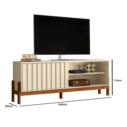 Rack Bancada New Aurora 1,88 cm 75" - Pérola Metaliz/Cinamomo Mel EN