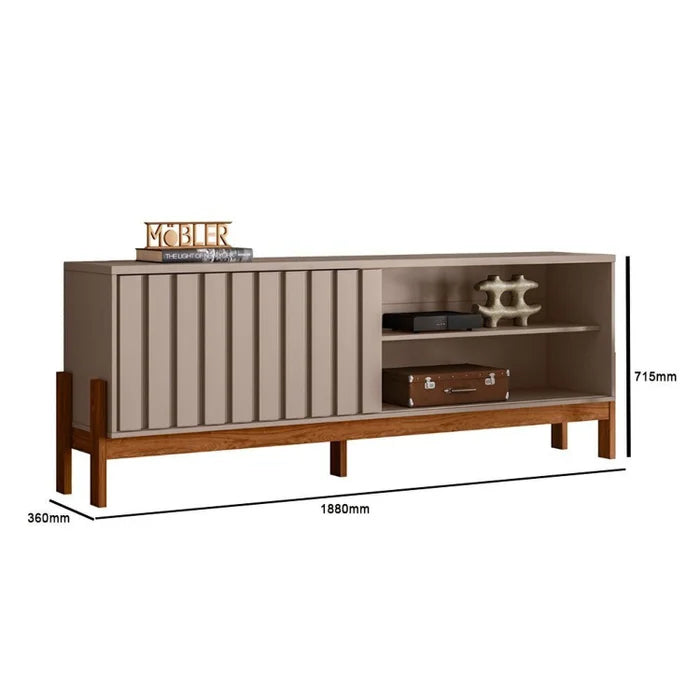 Rack Bancada New Aurora 1,88 cm 75" - Grigio Fosco/Cinamomo Mel EN