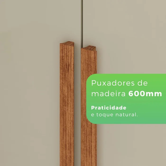 Roupeiro Potenza 100% MDF - 6 Portas - 2,75 cm - Cinamomo/Off White L