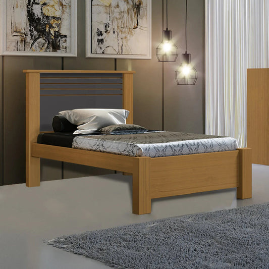 Cama Eros Plus Solteiro 100%MDF (0,88 cm) - Cinamomo/Grafite     L