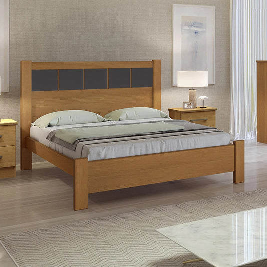 Cama Primícia Plus 100% MDF (Casal 1,38cm) - Cinamomo/Grafite   L