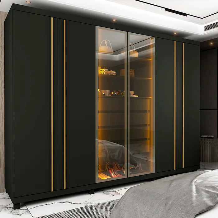 Roupeiro Absolut New 6P sendo 2P Reflecta com LED e Pes Grafite EN