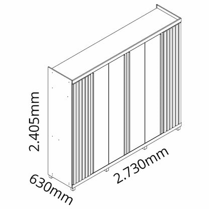 Roupeiro Absolut New Ripado 6P sendo 2P com Espelhos LED e Pes Naturale.Off White EN