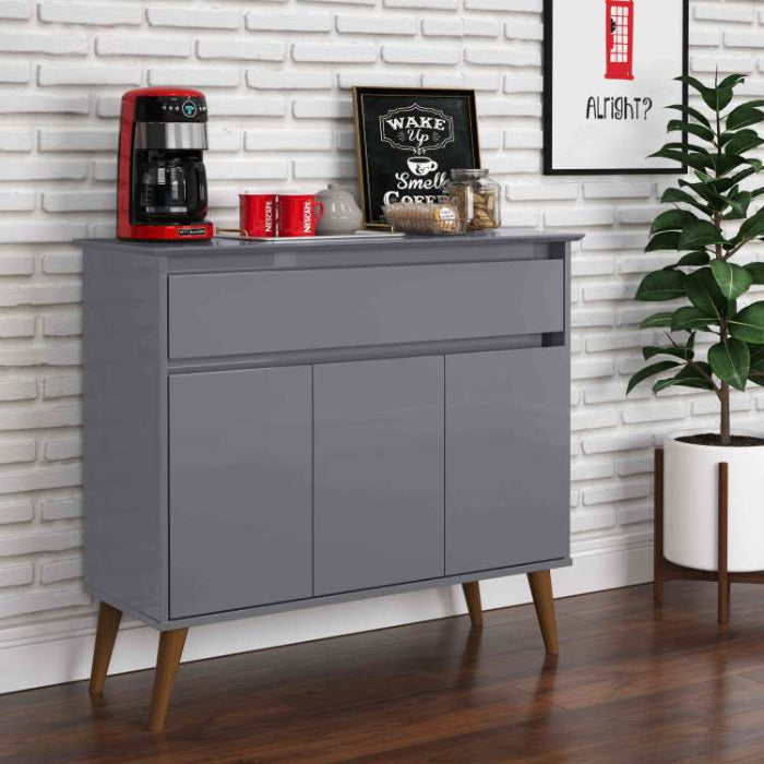 Aparador Zeus 3 Portas 1 Gaveta Cinza EN