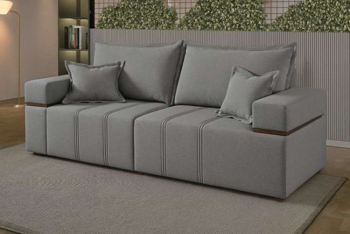 Sofa In Box Alegre 2x100 Braco Linhao Cinza Claro EN