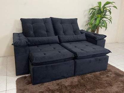Sofá Retrátil Reclinável Atenas 2.00m - Preto E