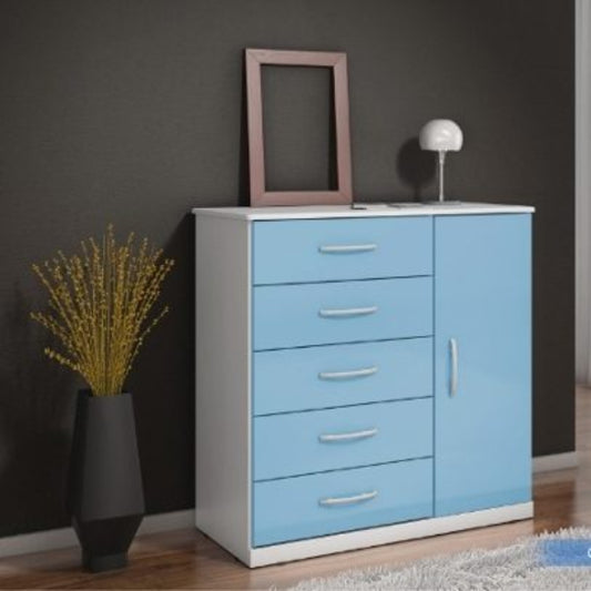 Comoda Itaborai.Itaipu 5G1P Branco com Azul EN