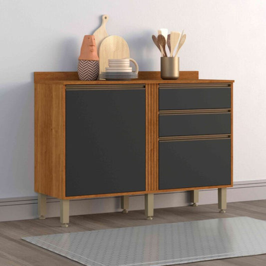 Balcao Cozinha Perola 120cm Cinamomo.Preto EN