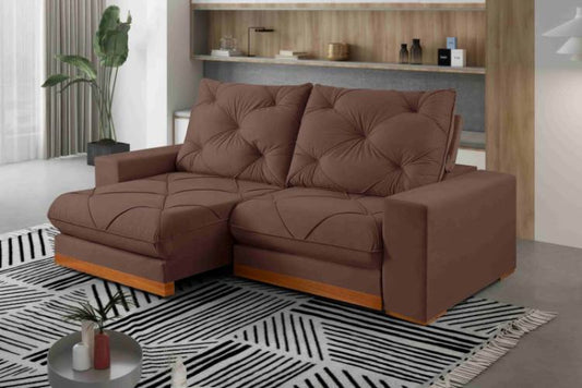 Estofado Retratil Reclinavel Buzios 250 2x100 Veludo Inca Marrom EN