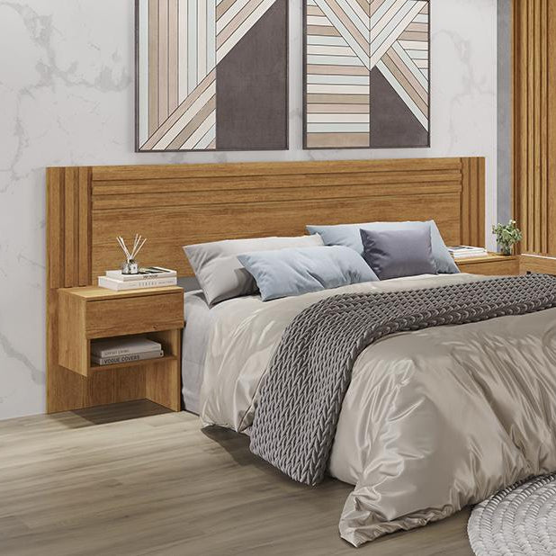 Cabeceira Box Jade Casal + 2 Mesas de Cabeceira - Cinamomo EN