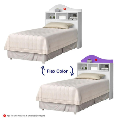 Cabeceira Box Solteiro Irlanda Branco/Lilas Flex EN