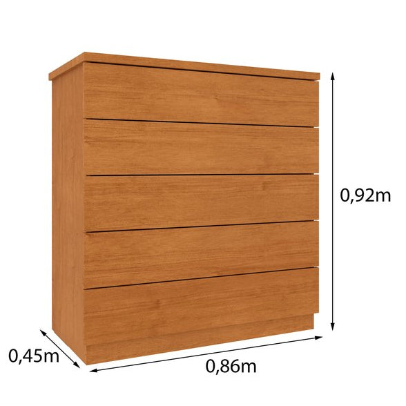 Cômoda Everest Premium 5 Gavetas - Cinamomo EN