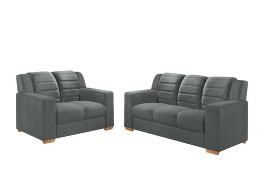 Conjunto Estofado Monaco 2x3Lgs Tec 195 Veludo Inca Cinza EN