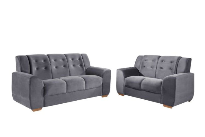 Conjunto Estofado Porto Real 2x3Lgs Tec 195 Veludo Inca Cinza EN