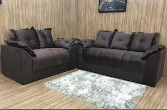 Conjunto Estofado Paris 2x3Lgs Veludo Marrom EN