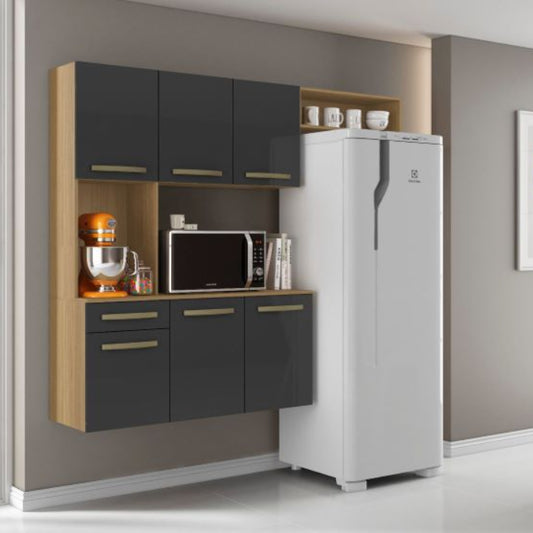 Cozinha Compacta Carol 6P1G com Balcao Atacama.Grafite EN