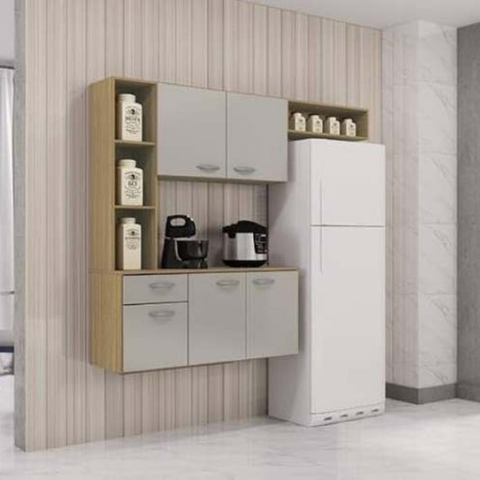 Cozinha Suspensa com Balcao Isis 163 Damasco.Off White EN