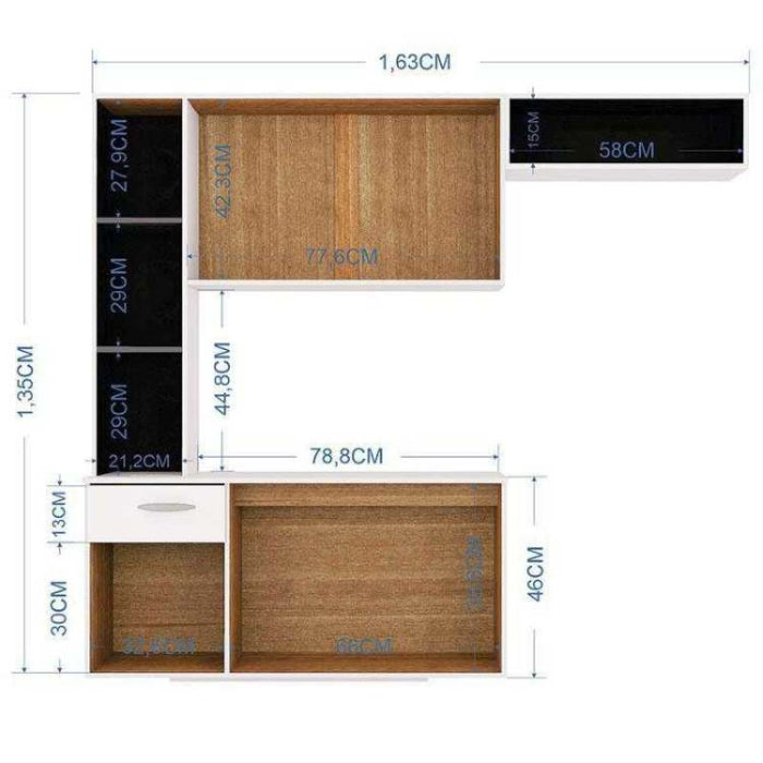 Cozinha Suspensa com Balcao Isis 163 Branco EN