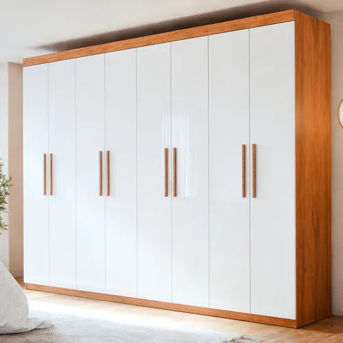 Roupeiro Rubi - 8 Portas - Cinamomo/Branco  E