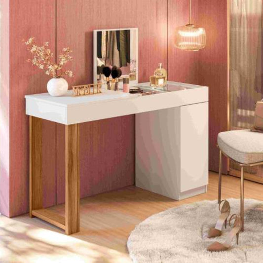 Escrivaninha Penteadeira Love Branco.Cinamomo Mel  EN