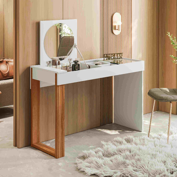 Escrivaninha Penteadeira Play Branco.Cinamomo Mel EN