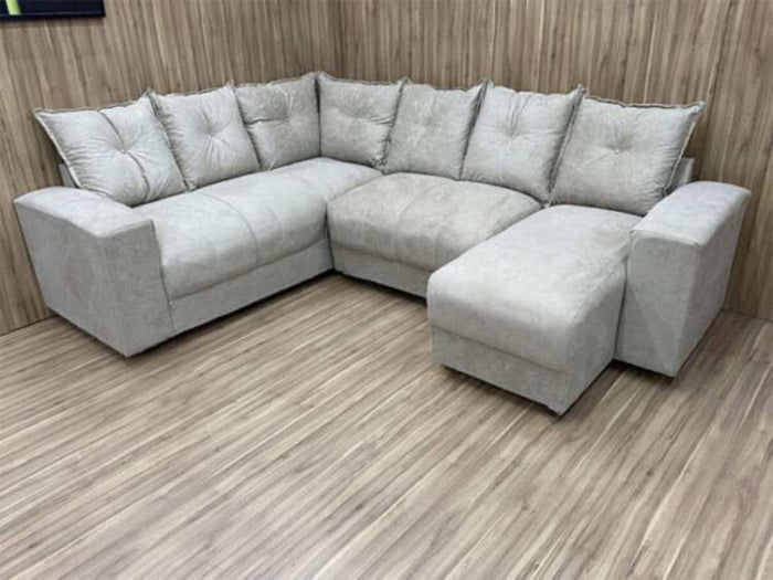 Conj Estof Canto Alice 2x3Lg e Chaise Suede Bege EN