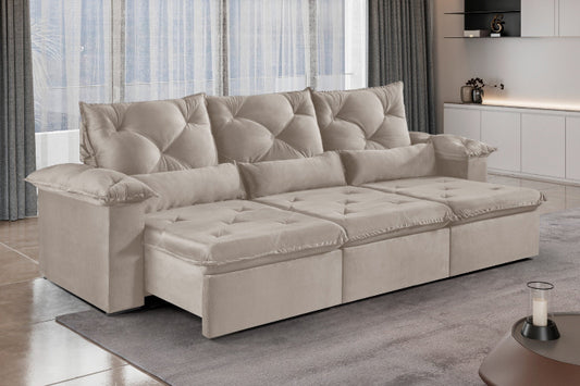 Estofado Retratil Reclinavel Atlas 290 3x80 Veludo Inca Capuccino EN